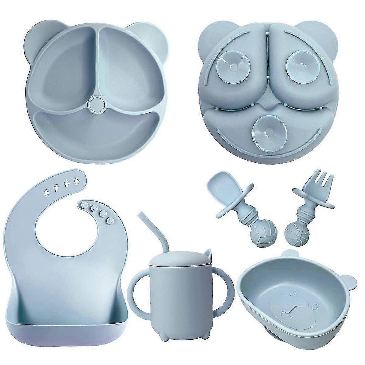 Baby Silicone Tableware Children One-Piece Complementary Bowl Feeding Set Silicone Plate Bear