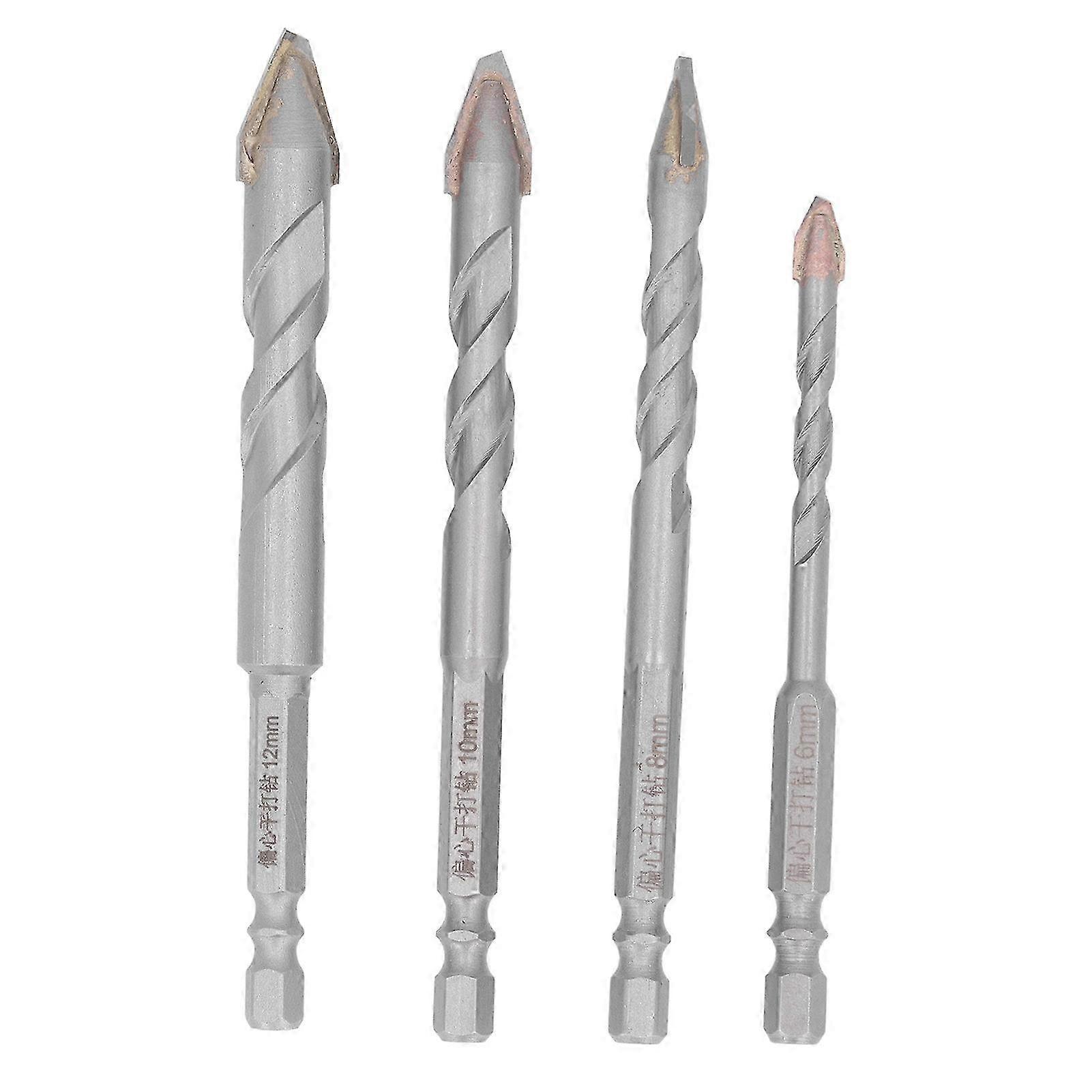 4Pcs Multifunctional Twisted Drill Bit Set for Glass Ceramic and Masonry