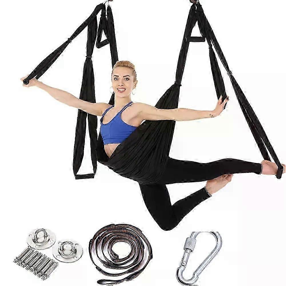 Aerial Yoga Hammock Set with Hanging Belt and Ceiling Plates for Home Gym Fitness 2.5*1.5m
