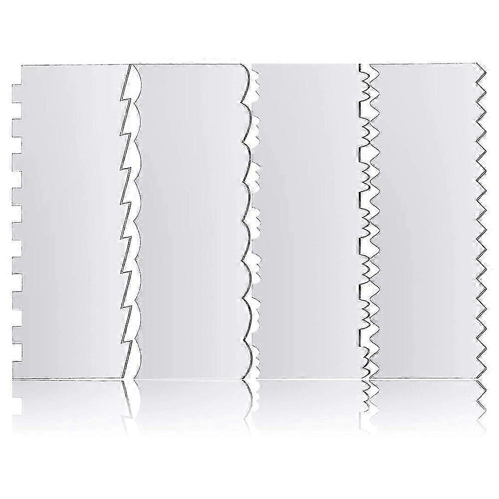 4Pcs Transparent Acrylic Cake Scraper Kitchen Decorating Comb Cake Edge Smoother Tool
