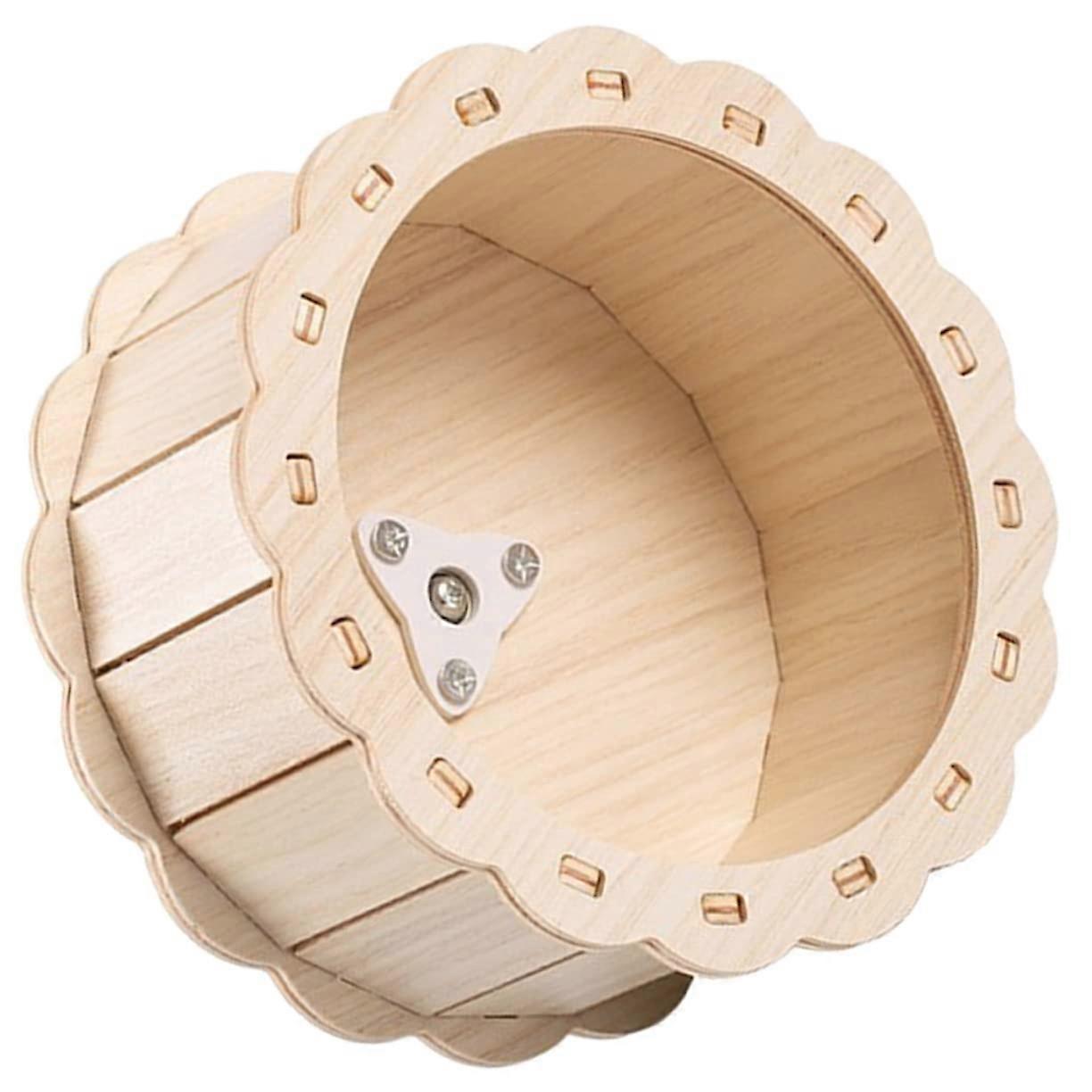 Treadmill for Hamsters - Wooden Hamster Wheel with Mini Swivel Wheels for Small Pet Exercise and Fitness Cage Accessory