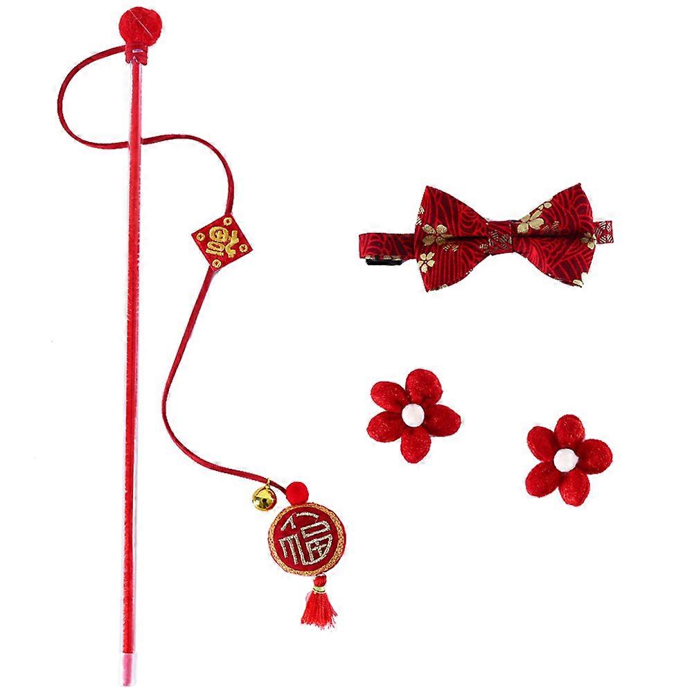 Cat Teasing Wand Cat New Year Costume Kit Pet Decoration Comfortable Wearing 1 Set