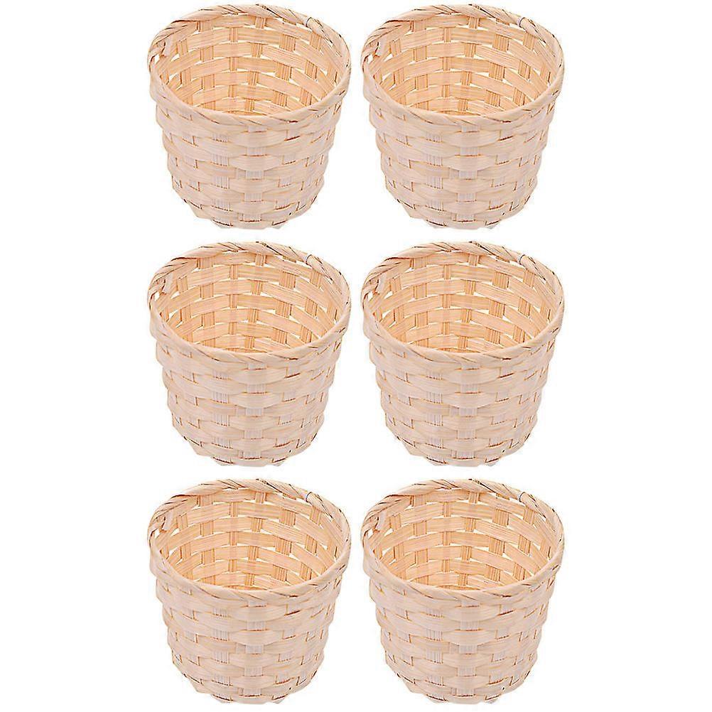 Bamboo Storage Tray Hand Woven Flower Basket Room 6Pack