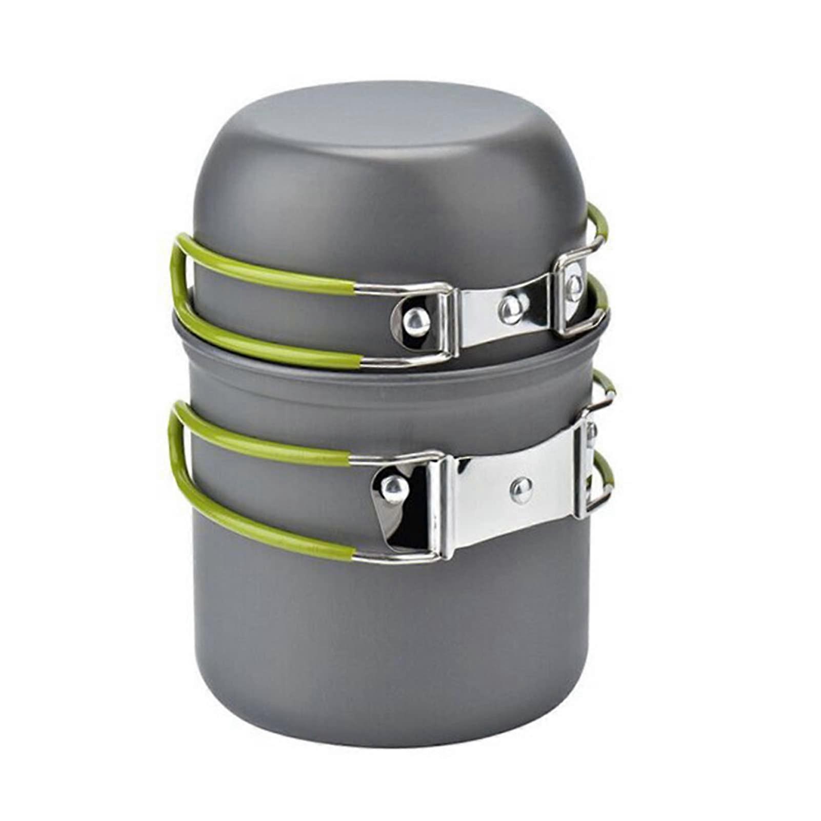 Camping Cookware Set Knife Camp Cookware Set Fork Easy Clean Outdoor Green handle
