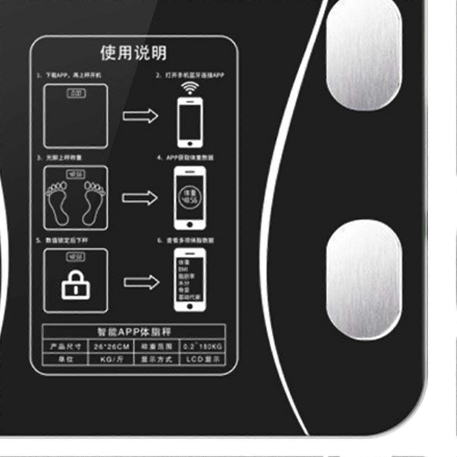 Electric Weighing Scale LCD Display Smart Body Fat Scale Tempered Glass Rechargeable Weight Machine for Home