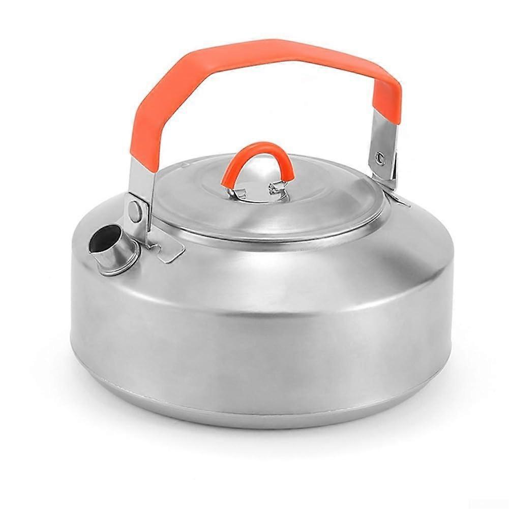 Camping kettle made of aluminum, silicone handle, for outdoor use, suitable for picnics and hiking.