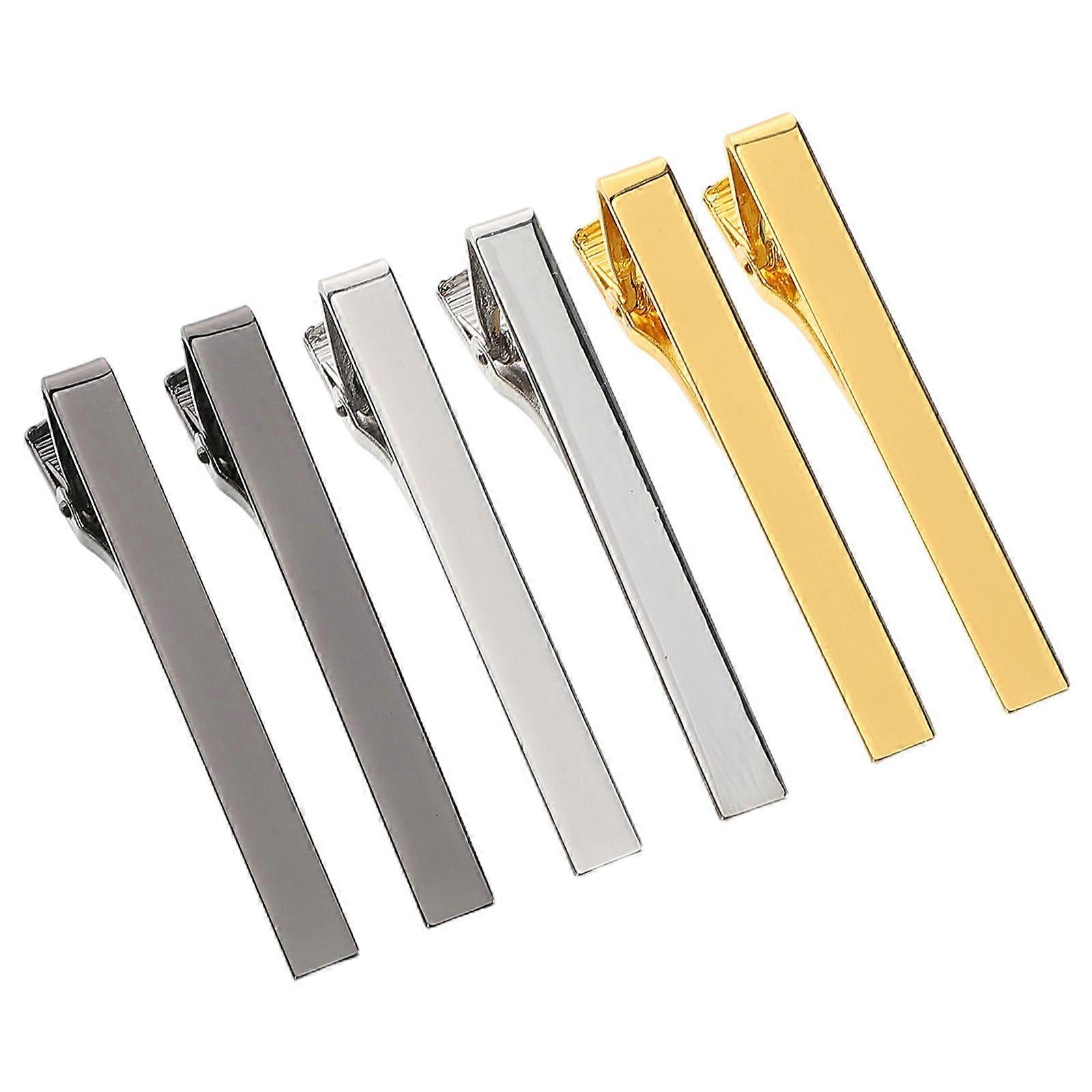 6pcs Durable Metal Tie Clips for Men – Elegant Tie Bars for Business, Weddings & Formal Occasions – Available in Silver, Gold & Black