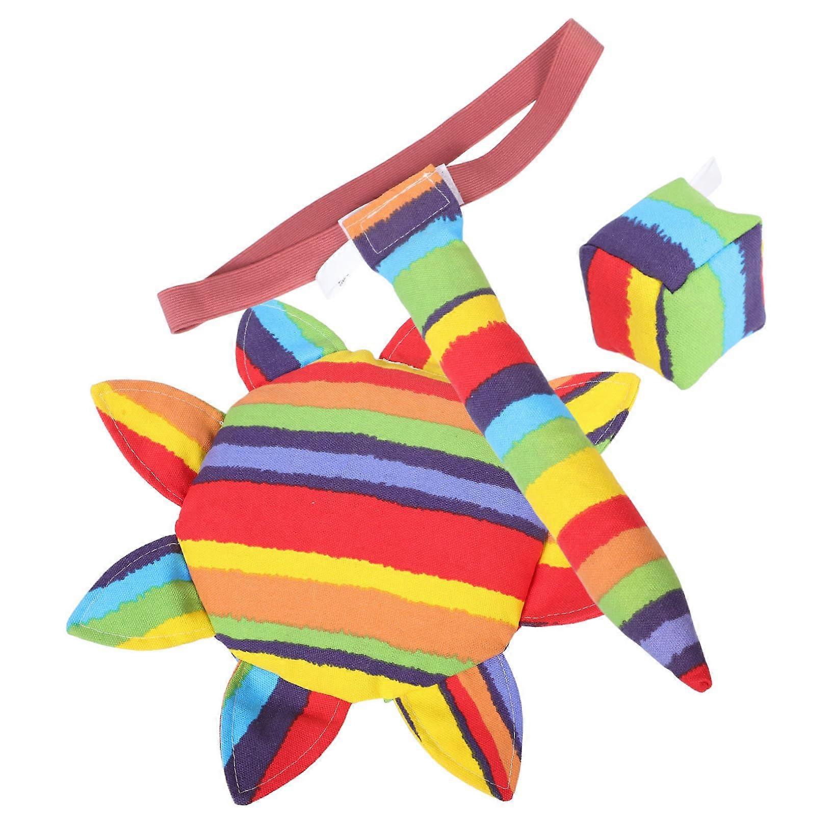 1 set of kindergarten dinosaur toy for catching children's tails, handmade fabric toy with flying disc, pulltail game.