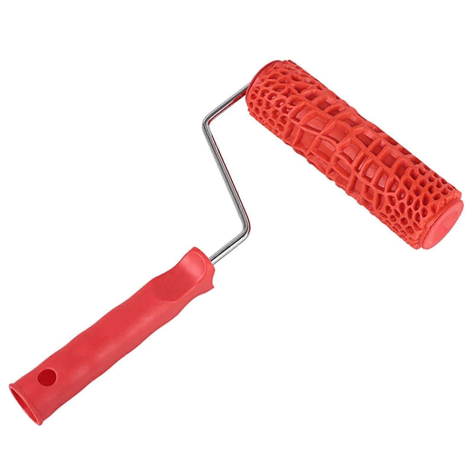 Decorative Paint Roller Pattern Embossed Texture Painting Tools for Wall Airless Paint Machine Household Brush Rubber Red