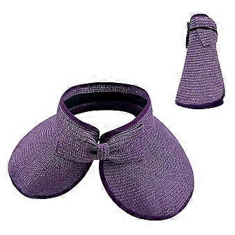 Viseras solares para mujeres Sombreros de paja plegables Playa de verano Sombrero empacable Floppy Gorra de ala ancha Estilo profundo, tamaño ajustable