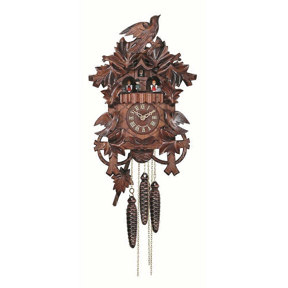Engstler - 635_QMT - Cuckoo Clock - Quartz - Walnut - with Music with Dancing Couple - 37 cm