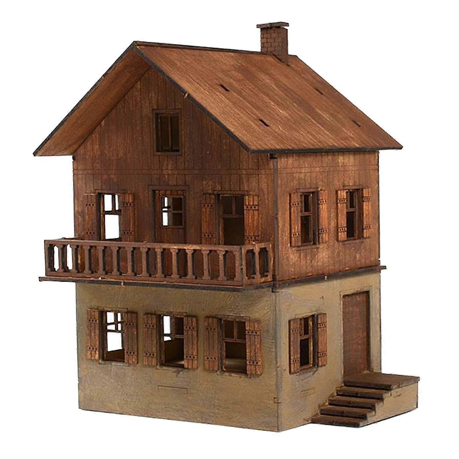 DIY Wooden House Assembly 1/72 Scale Model House