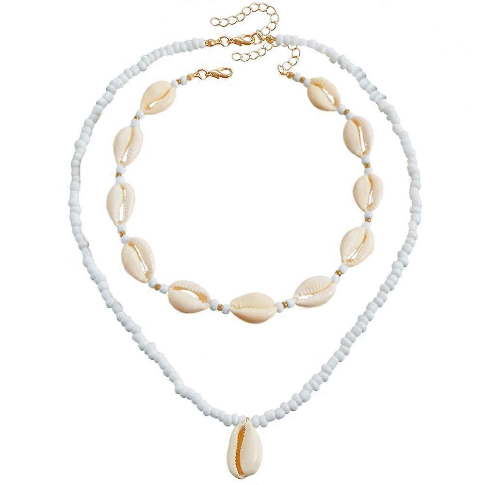 Pack of 2 Shell Necklaces, Women's Shell Jewellery, Natural Shell Choker Necklaces