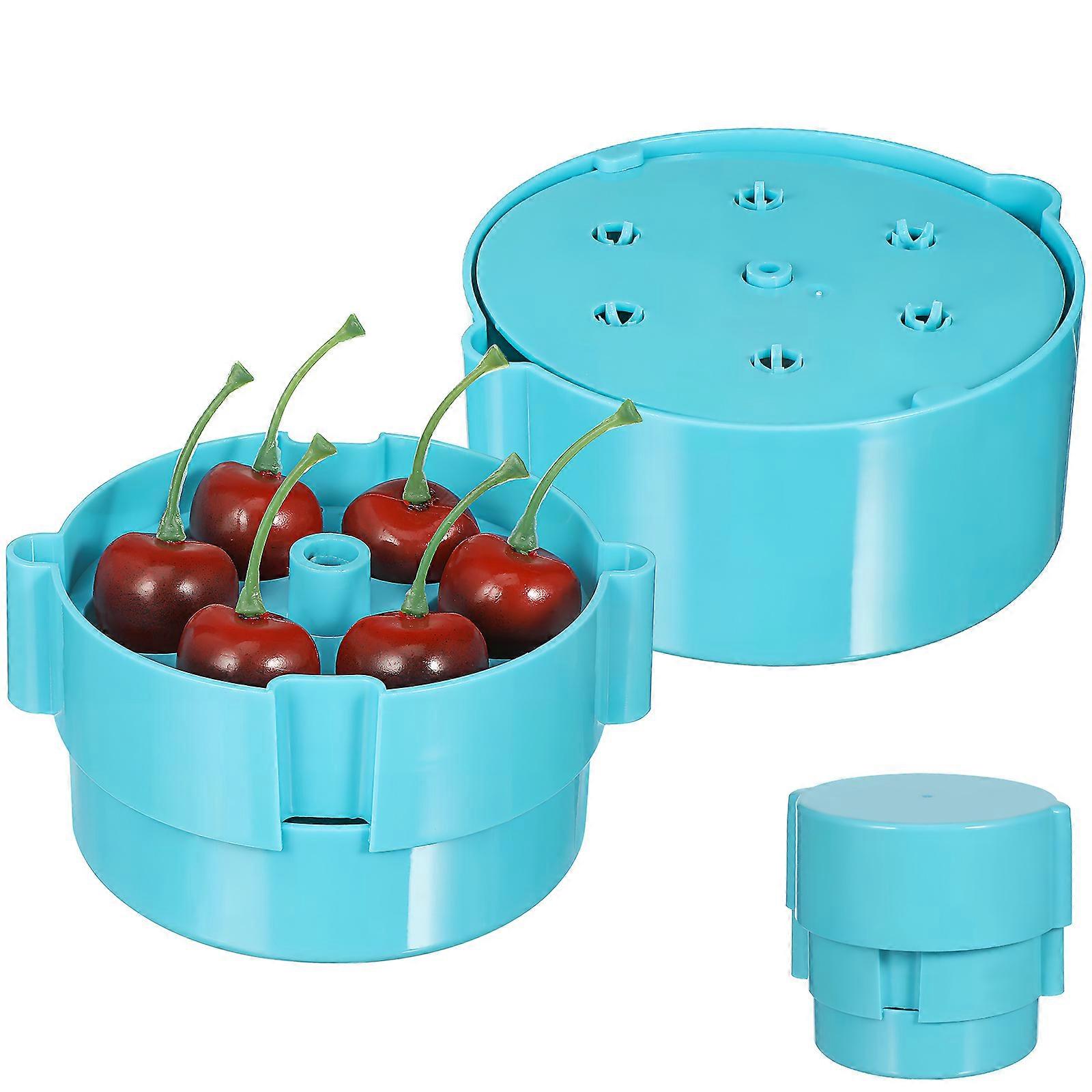 Portable Cherry Pit Remover Manual Pitter For Kitchen Gadget 6 Hole Lightweight Sky-Blue 1Set