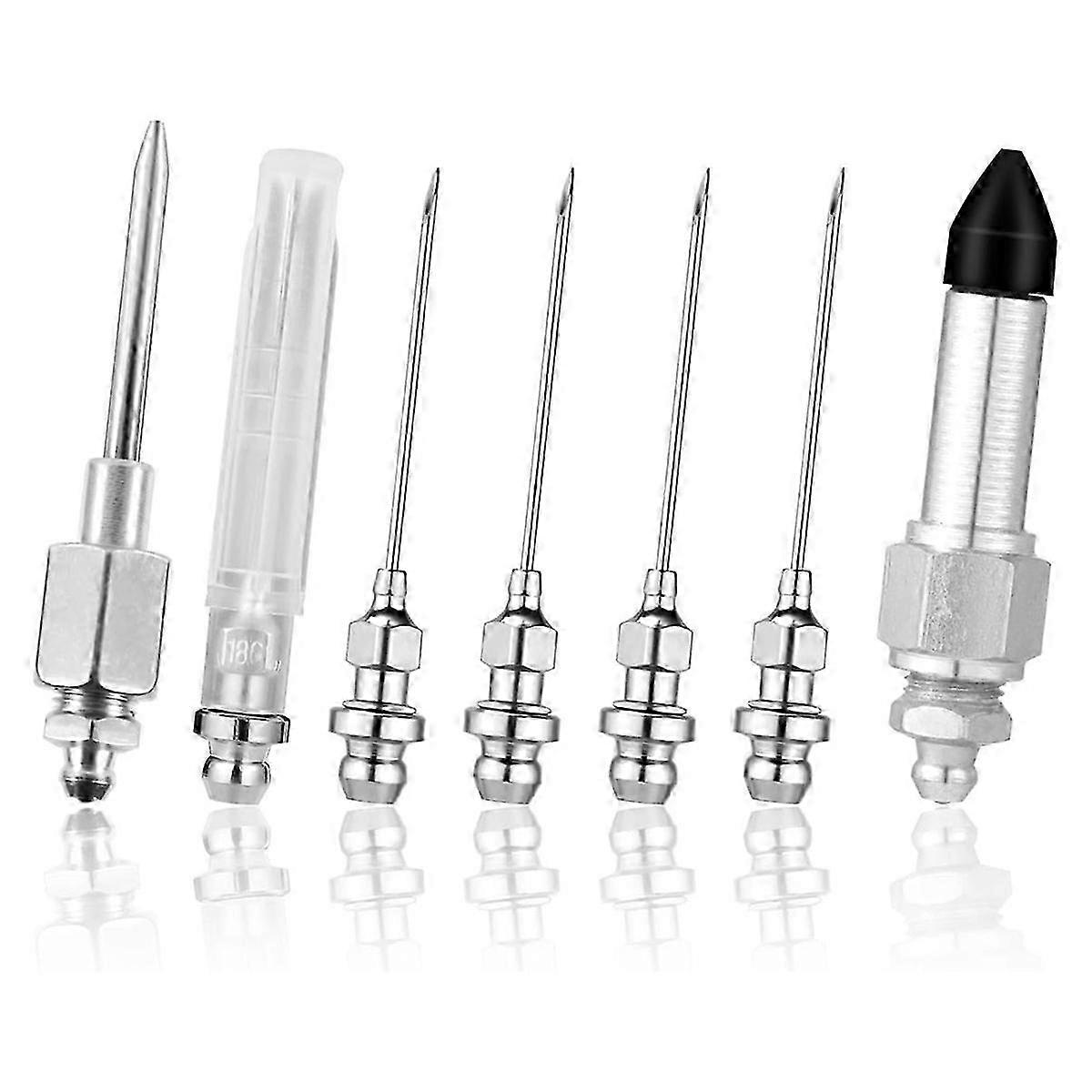 HG 7-Piece Grease Gun Needle Kit – Includes 5 Nozzles + 1 Dispenser for Precision Lubrication