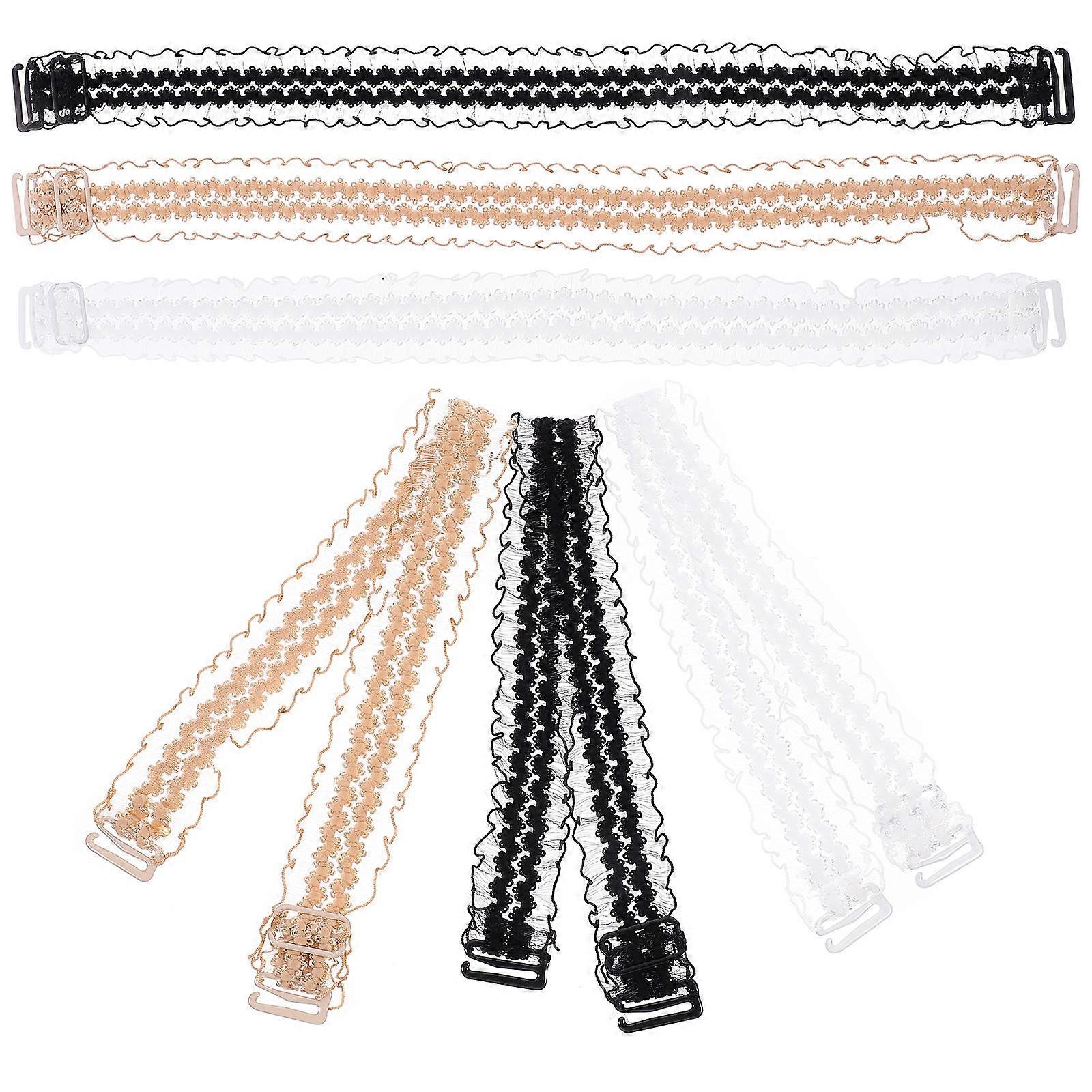 Elastic Lace Straps Non Slip Adjustable Shoulder Straps For Women Design Durable Wear Resistant Material Comfortable Fit In Nude Black White