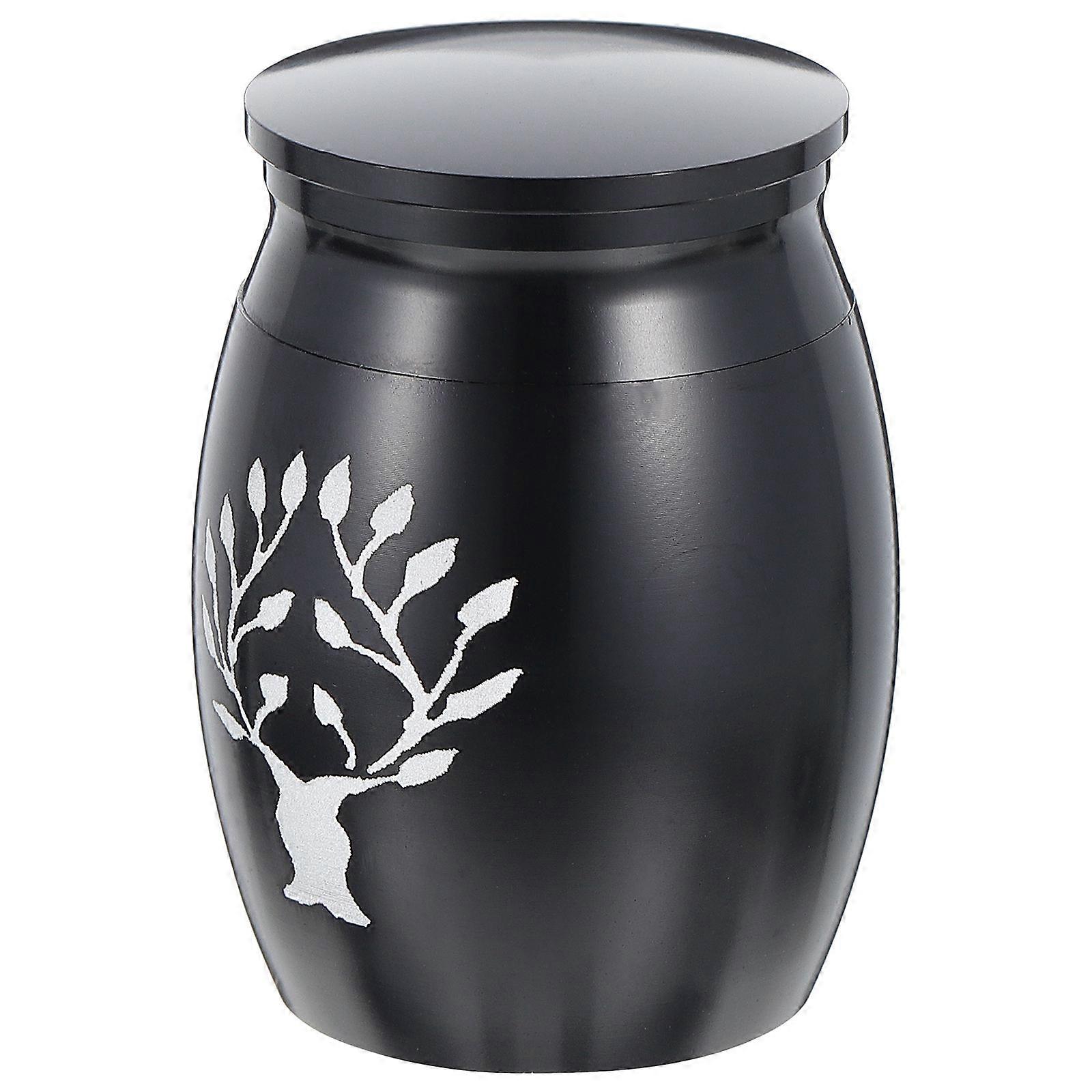 Black Stainless Steel Pet Cinerary Urn Durable Storage Box for Bone Ash Keepsake 3.5 Inch