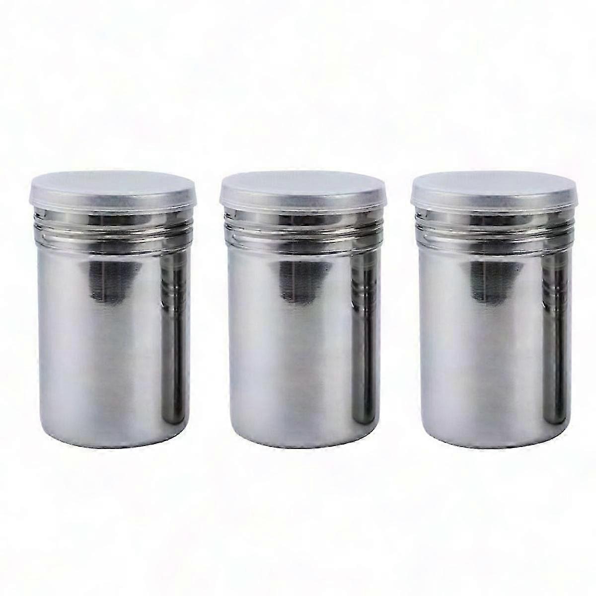 3-Piece Stainless Steel Sifter Set with Lids for Dusting and Baking - Powdered Sugar Shaker for Easy Sprinkling and Decorating