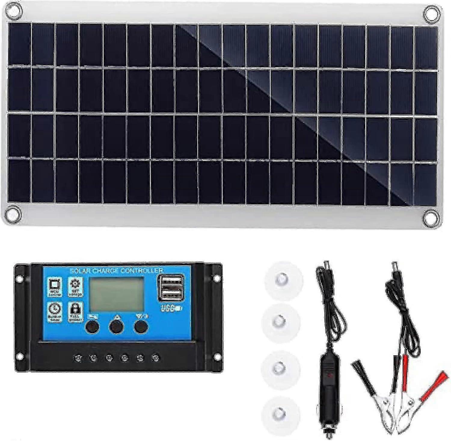 300W 12V Off-Grid Solar Panel Kit with Battery Charger and Controller