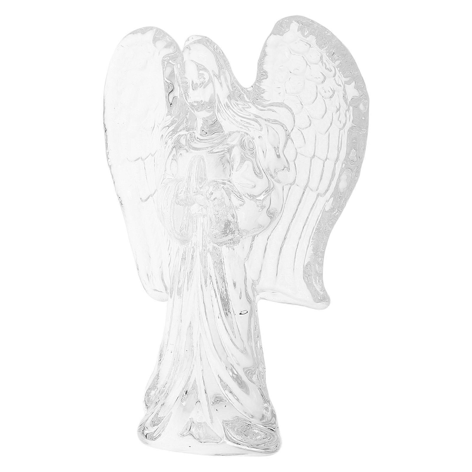 Crystal Angel Figurine for Home Decors with Craftsmanship and Brilliant Shine Transparent Clear Statue