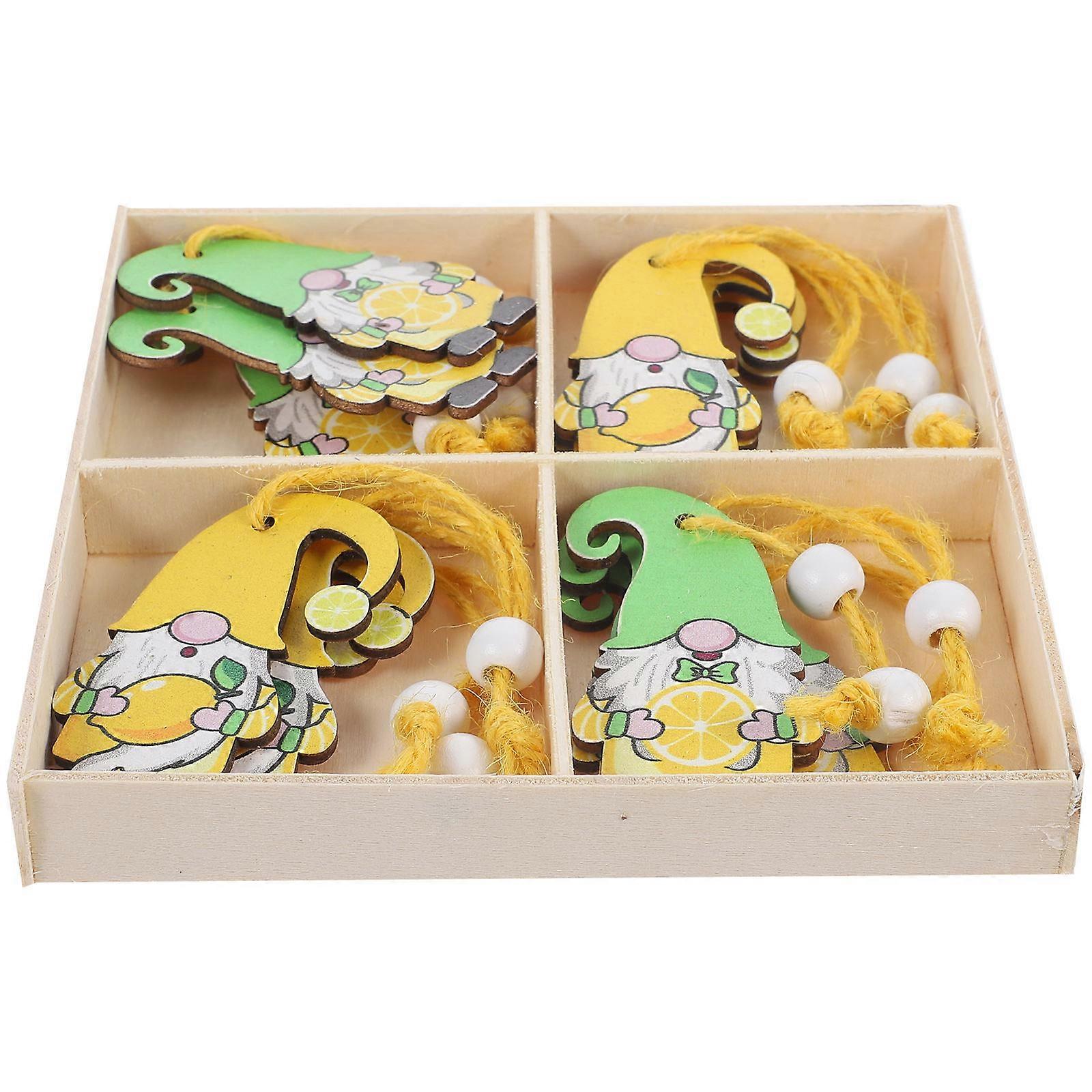 Wooden Lemon Gnome Pendants for Decor Assorted Color Summer Themed Ornament 12pcs