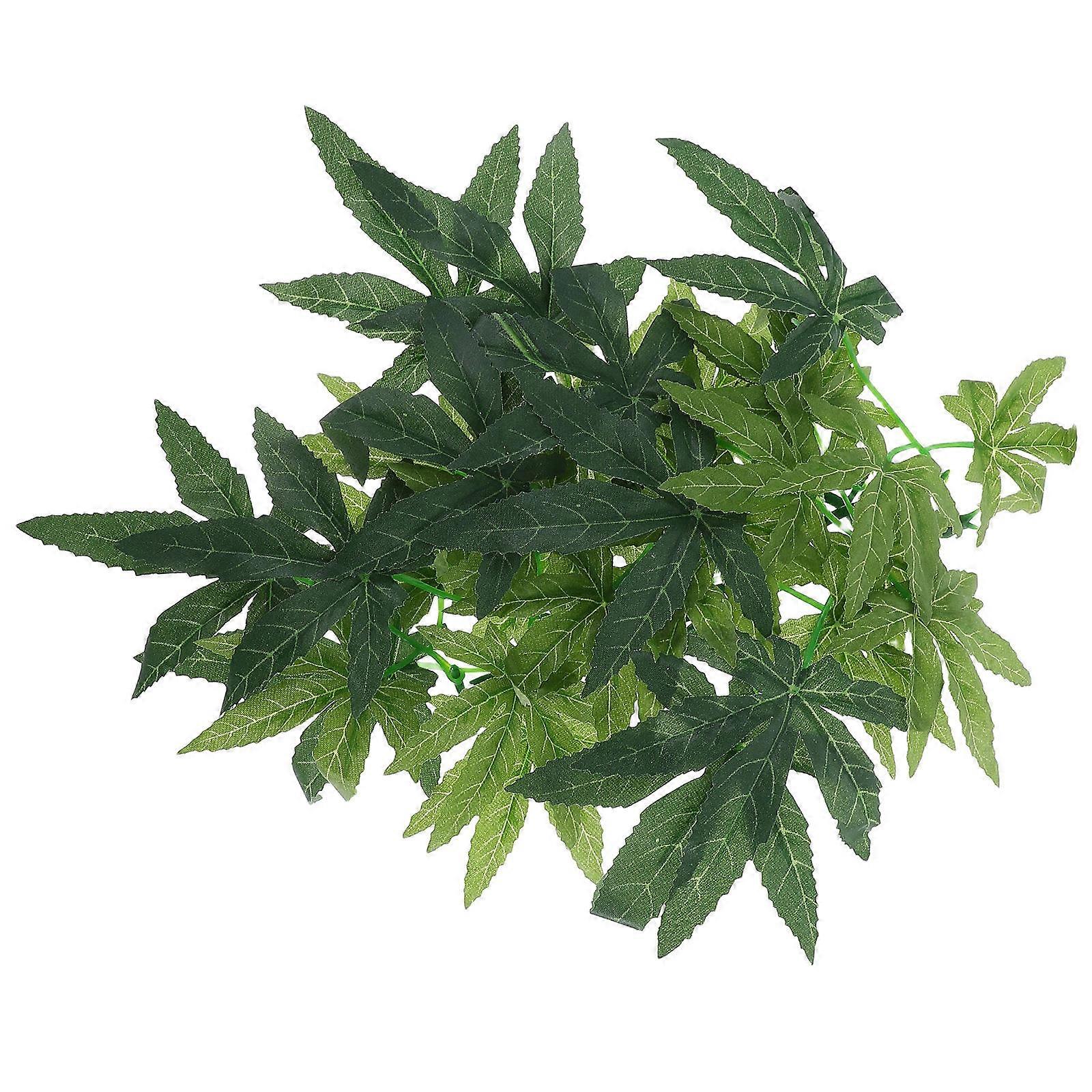 Artificial Rattan Leaves with Suction Cup for Reptile Habitat Decoration – Safe, Durable Simulation Plant for Lizards, Chameleons, Snakes, Fish