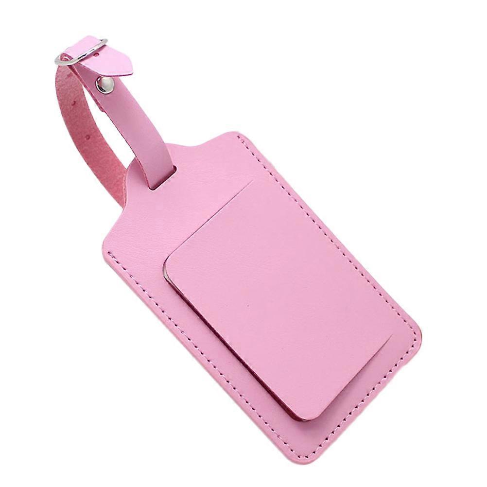 Suitcase Id Tags Pink Luggage Bag Tag Name Holder Rectangular Leather Case for Baggage Suitcase Backpacks 1Set