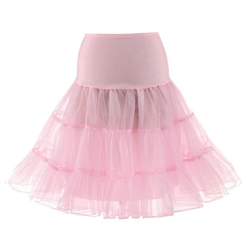 Pink Hoopless Petticoat with Elastic Waistband for Dress Look Suitable for Dance Cosplay and Daily Use Polyester Size L