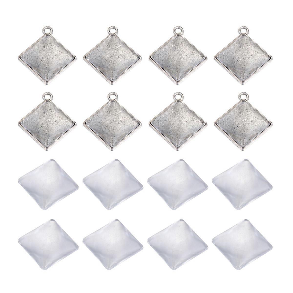 DIY Home Decoration Pendant Silver Alloy Wall Ornaments with Square Base and Patch Square Base and 50 Square Patch