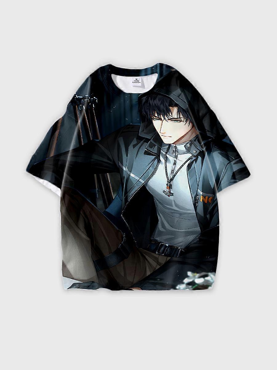 T-shirt round neck Role Pattern loose short sleeve E2129