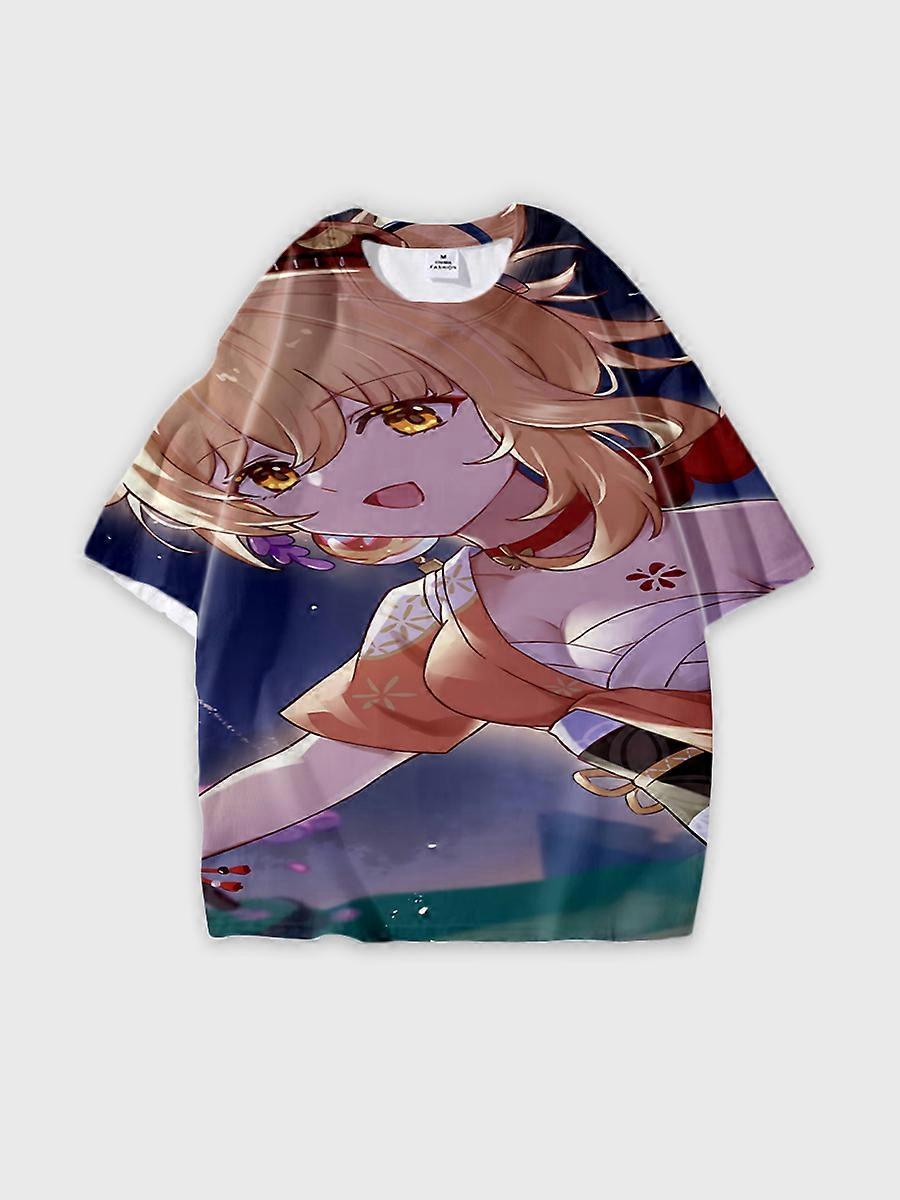 T-shirt round neck Role Pattern loose short sleeve D333