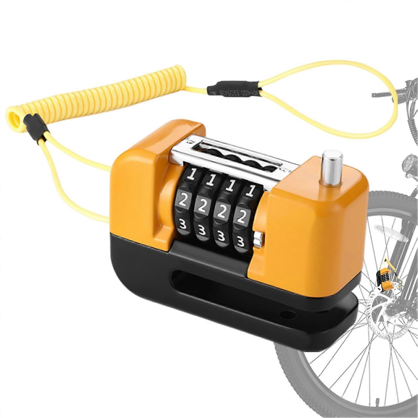 Motorcycle Wheel Lock 4-Digit Combination Lock For E-Bikes And Bicycles Waterproof Orange Security Lock