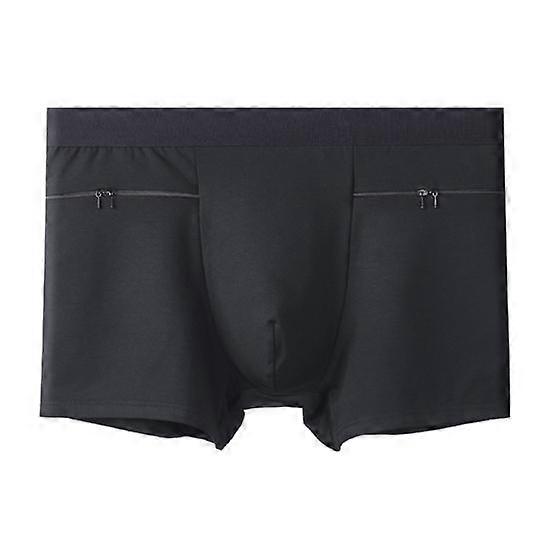 Men Seamless Underwear High Waist Patchwork Color Boxer Briefs Zipper Double Pockets U-convex Underpants