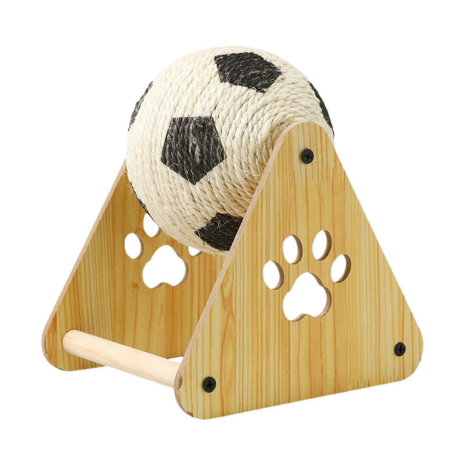Cat Scratch Toy - Licking Ball with Wooden Stand, Round Nail File Scratcher for Indoor Small Medium Breeds