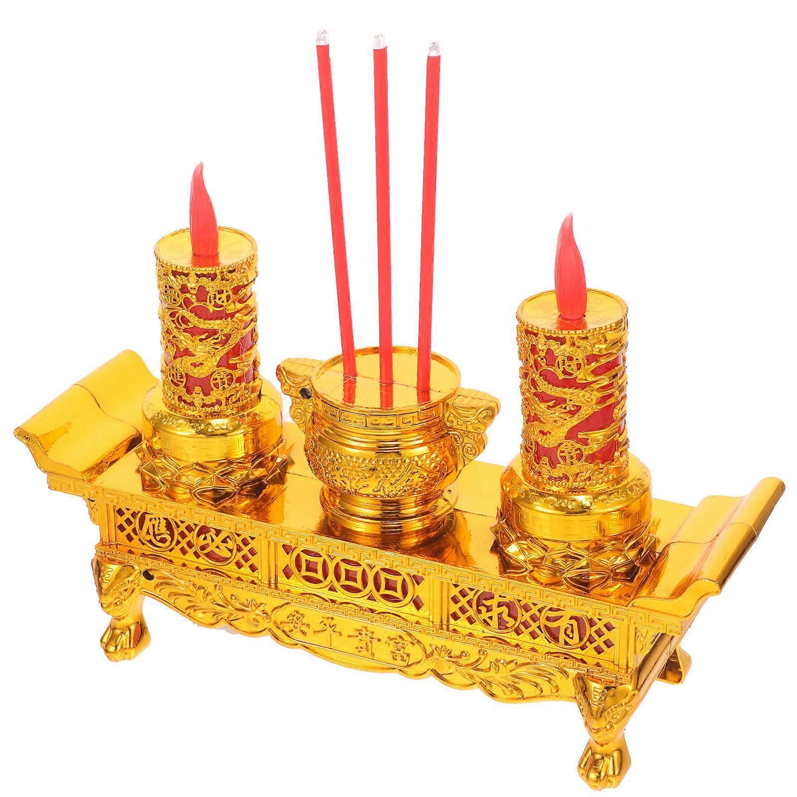 Golden Plastic LED Candle Lamp for Decor with Artistic Design and Warm Atmosphere 6.5 Inches