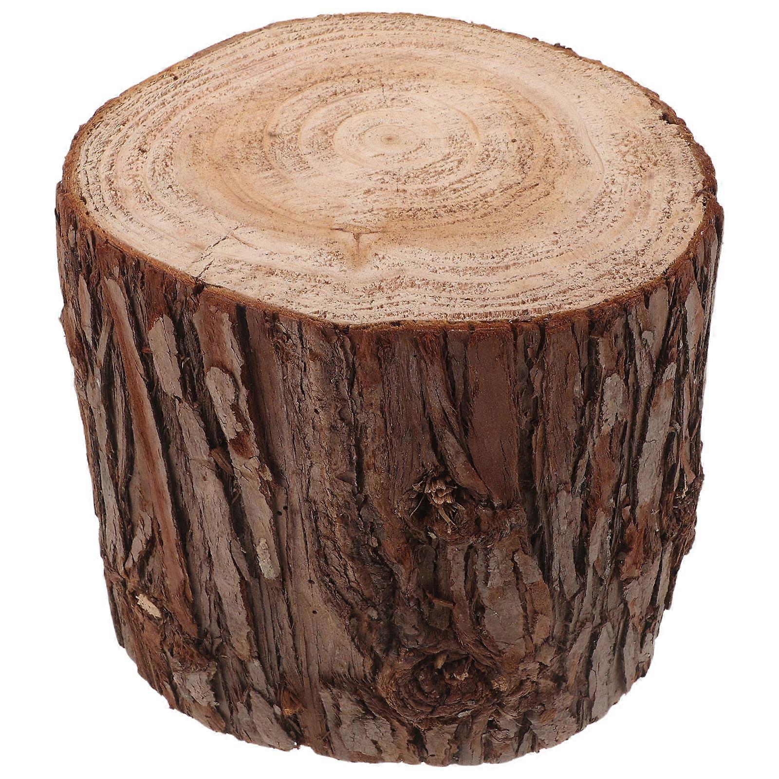 Wooden Tree Stump End Table Solid Wood Base with Bark Texture for Wedding Centerpieces Home Decor Photography Props Small Height