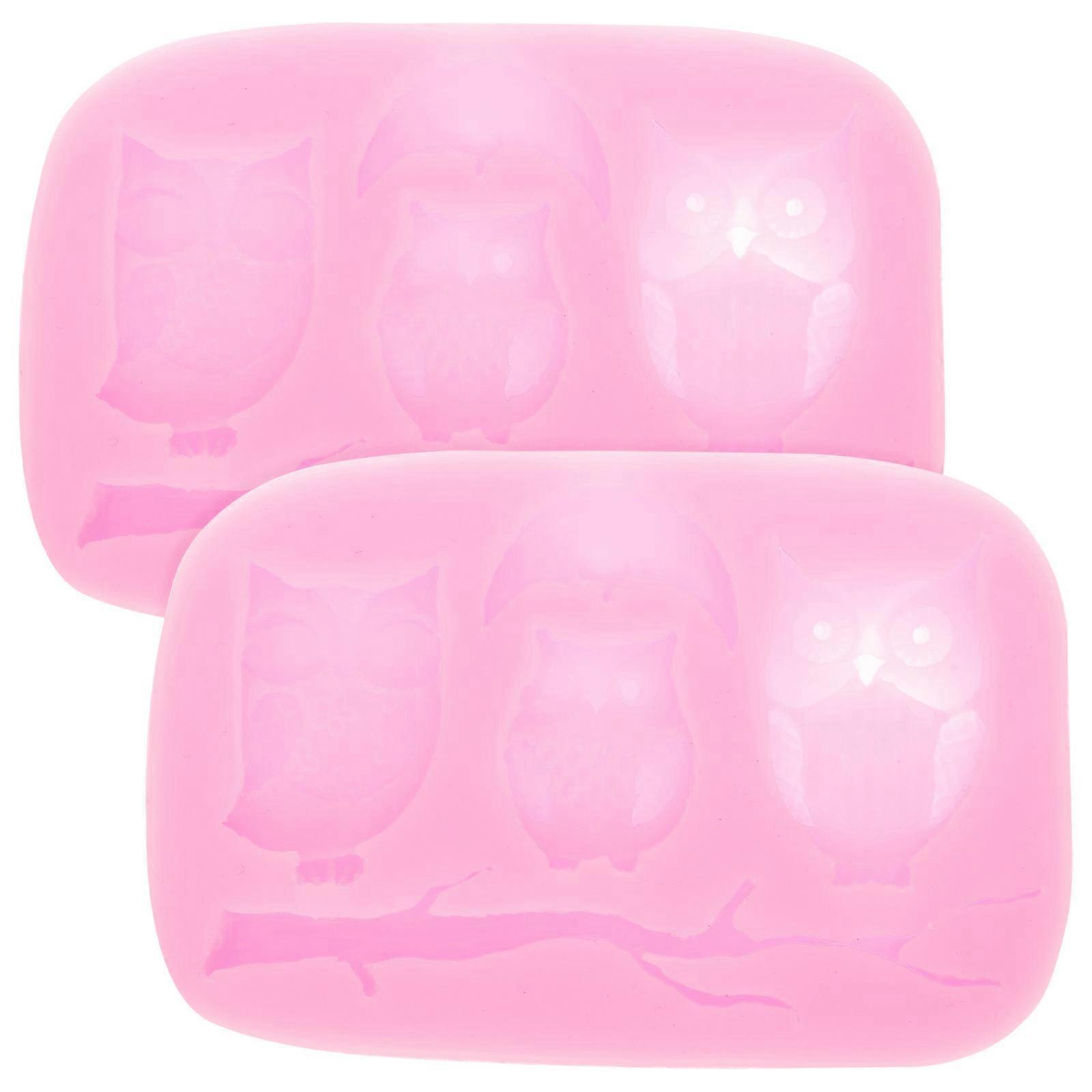 Jelly Sweet Moulds Silicone Owl Design Fondant Making Supply Safe Non-Stick 10x6.5cm Parent-Child Activity 2Pcs
