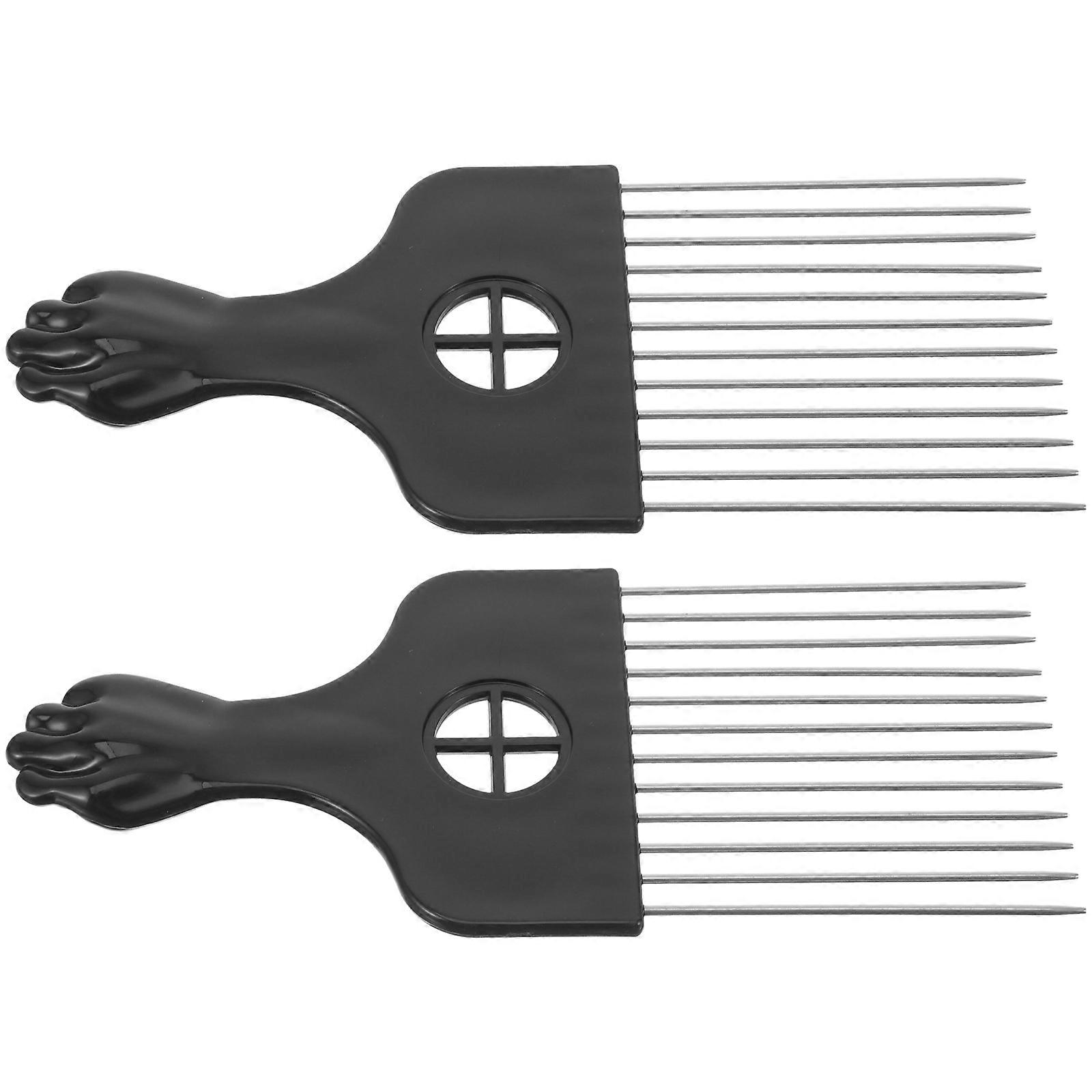 Ergonomic Needle Hair Pick Comb 2pcs Set Ideal for Men's Curly & Textured Hair Styling, Barber Use, Non Damaging & Comfort Grip