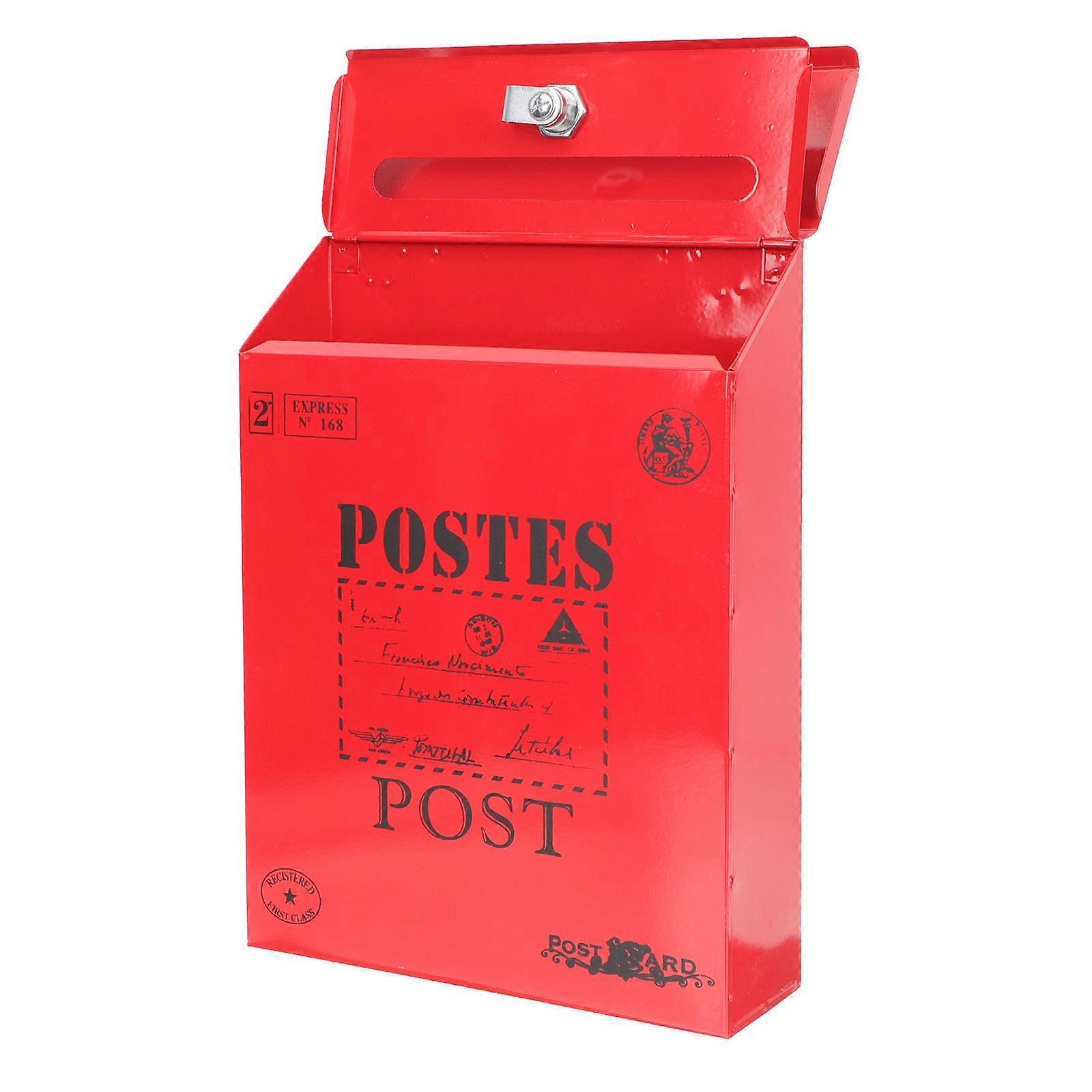 Retro Wall Mounted Locking Mailbox for Letters, Envelopes, and Magazines – Vintage Post Box for Home, Office, and Garden Decoration