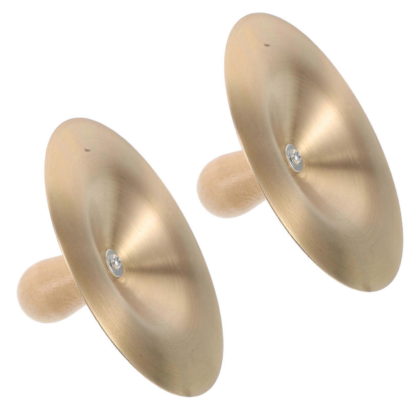 Friendly Finger Cymbals with Wood Handles Mini Practice Percussion Instruments for Dance and Music Development