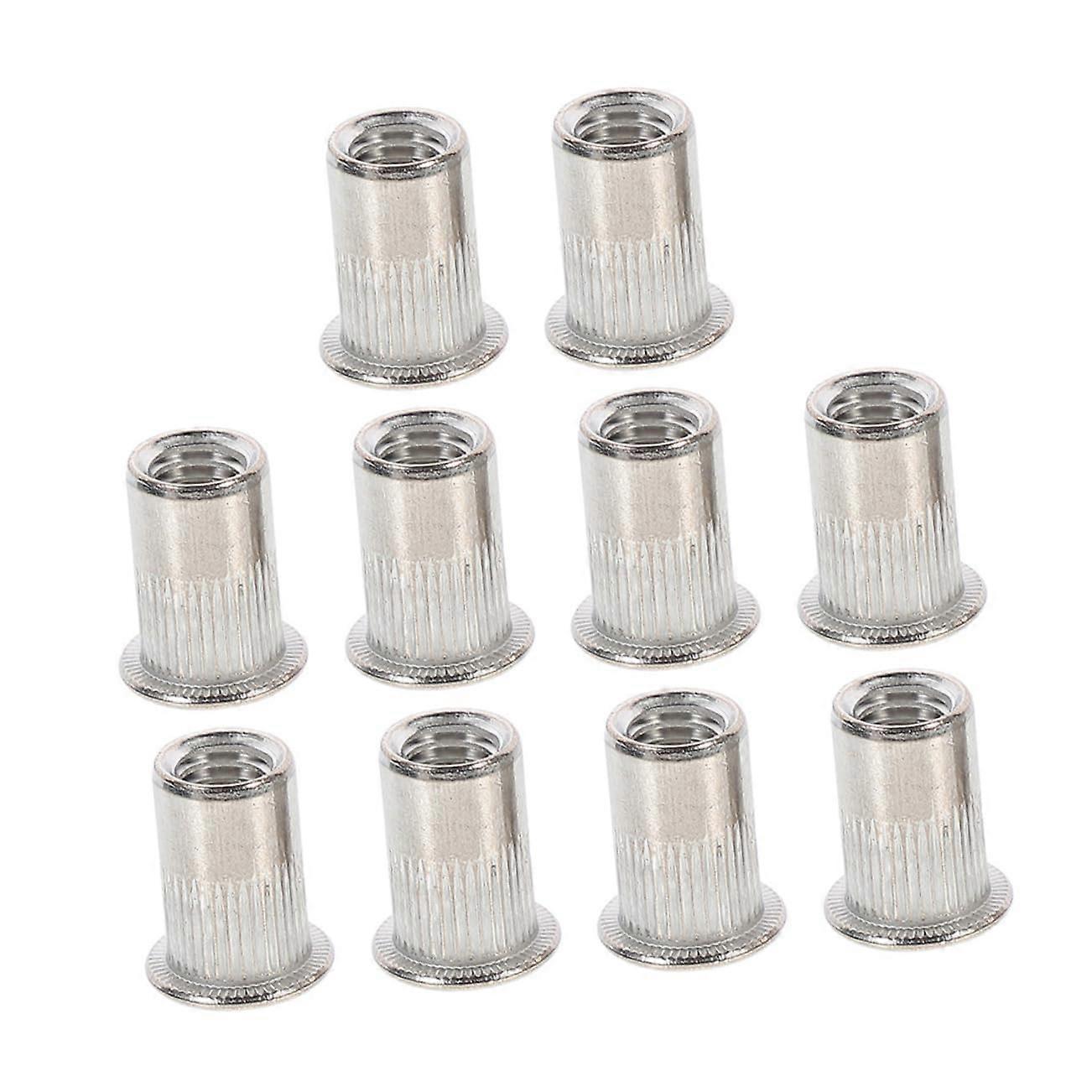 Set of 10 High-Quality Flat Head Insert Nuts for Sheet Steel Applications, Durable Rivet Nuts Compatible with Bearings