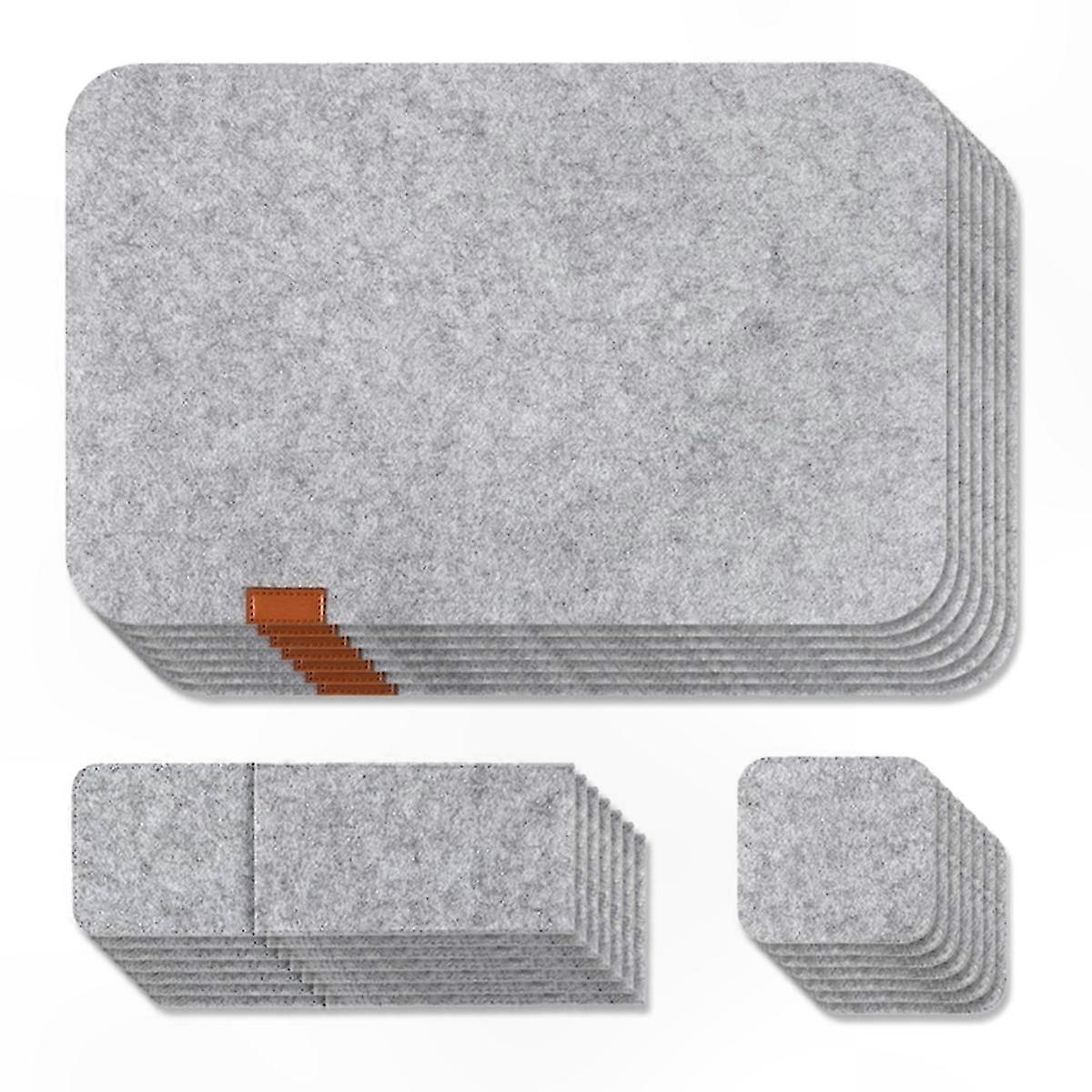 Light Grey Washable Felt Placemats Set of 7 Insulated Table Mats
