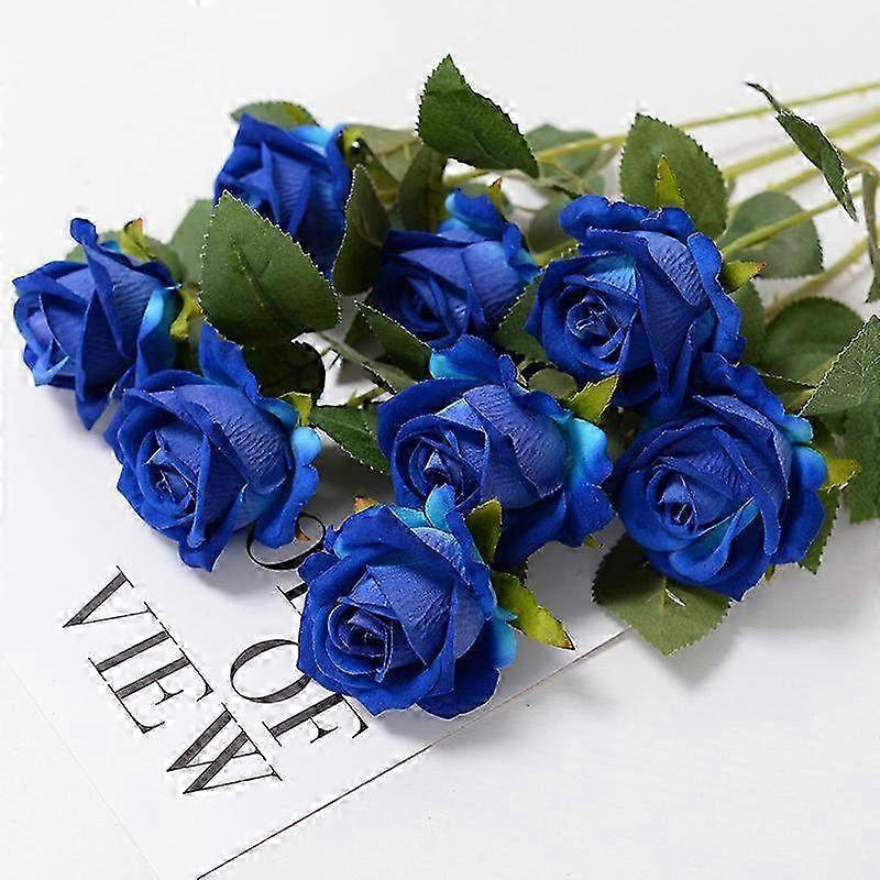 Valentine's Special Blue Velvet Rose Trio - Όμορφα Ψεύτικα Λουλούδια για Ρομαντικά Δώρα & Διακόσμηση Σπιτιού