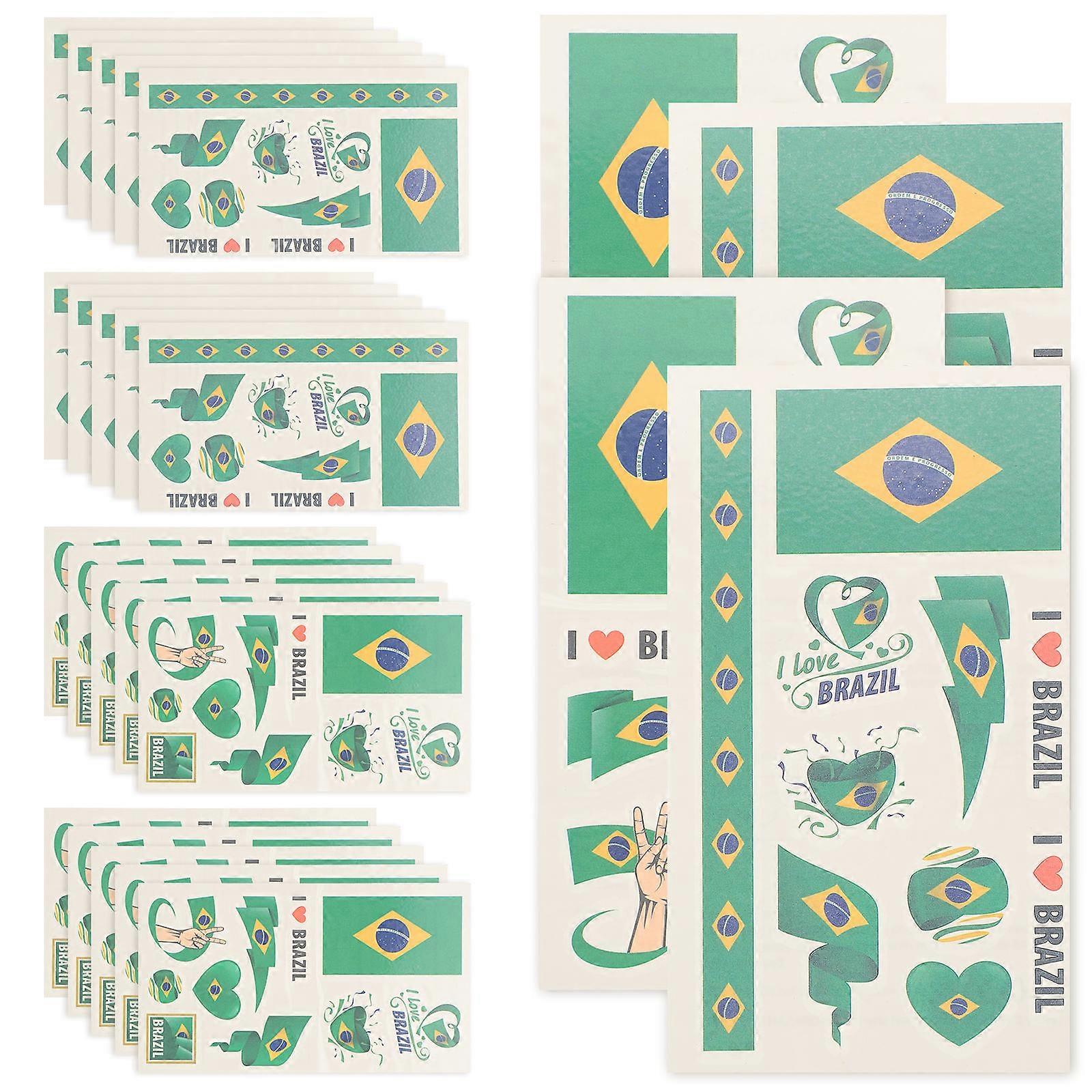 24Pcs Cheering Face Stickers For Sports Enthusiasts Rectangle World Flag Decals