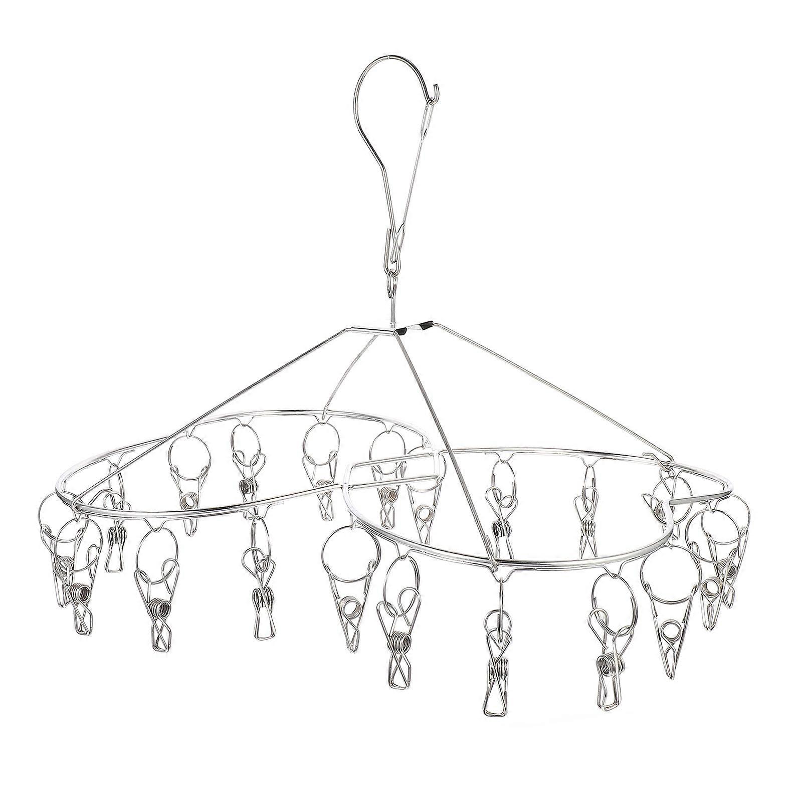 1pc Multi Purpose Stainless Steel Clothes Hanger with Socks Clips for Drying Rack