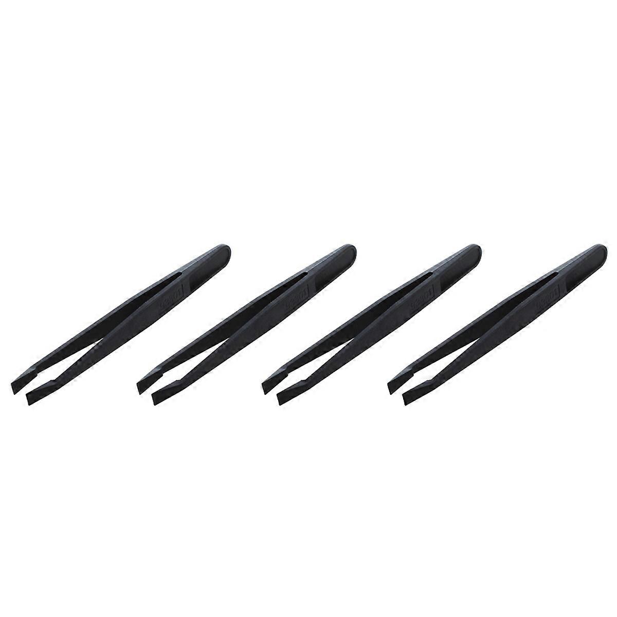 4X Manual Tool Black Plastic Flat Tip Anti-Static Tweezers