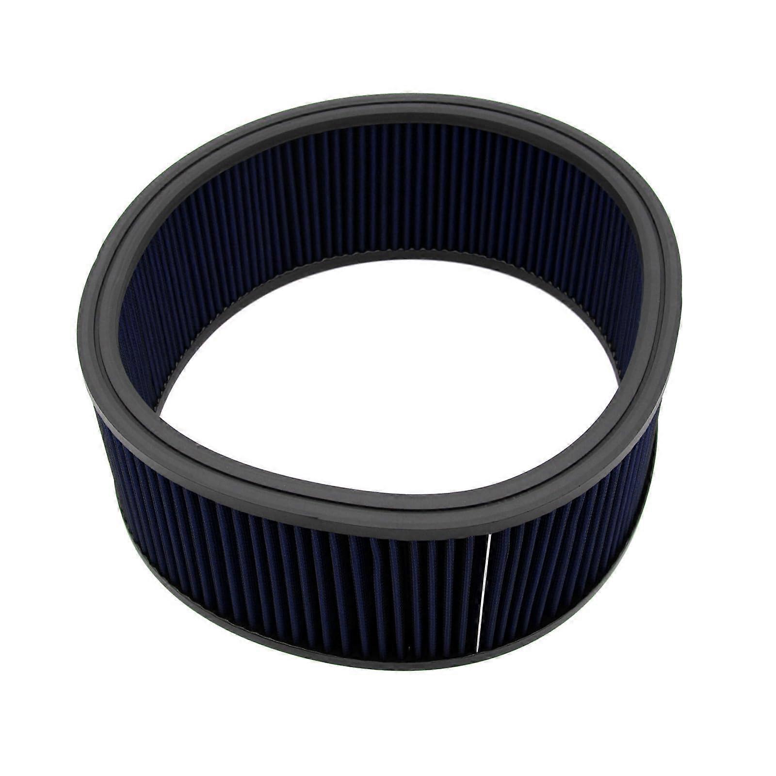 Round Air Filter 14 Inch x 5 Inch High Flow Washable Reusable Compatible with Chevy Ford SBC BBC Blue