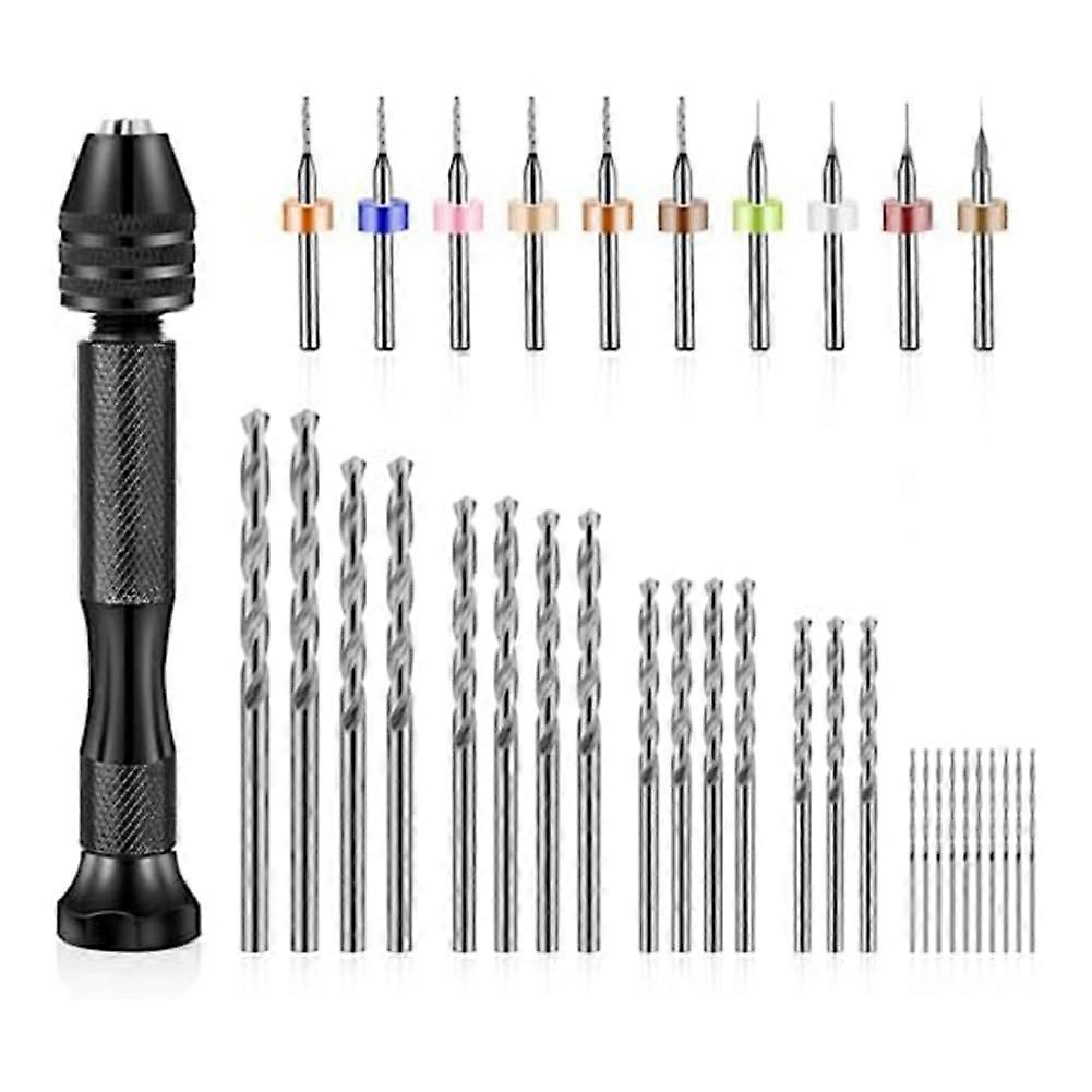 36Piece Hand Drill Set, Pin Vise Hand Drill Mini Micro Drill for Resin Polymer Clay Craft Model Jewelry Making, Durable and Easy to Use
