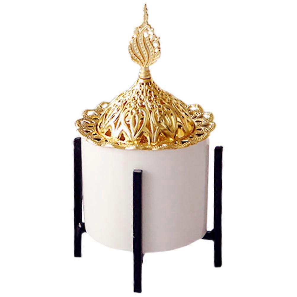 Black Ceramic Incense Burner for Aromatherapy with Porcelain Holder