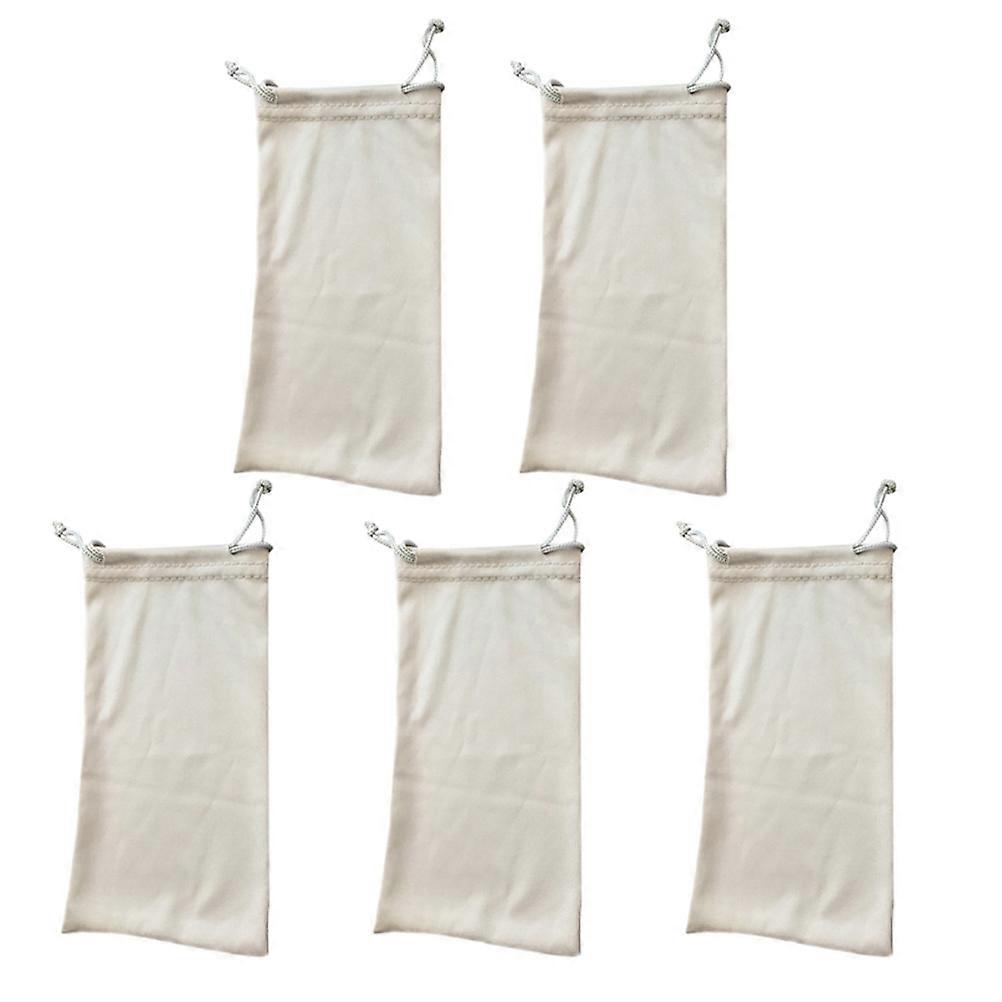 White Superfine Fiber Sunglasses Case with Drawstring Design for Storage Use and Various Items Storage